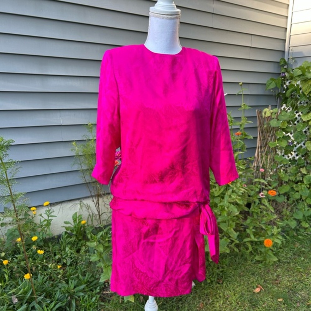 Silk Studio for Petites 100%silk size 4 Vintage Barbie Hot Neon Pink Small S